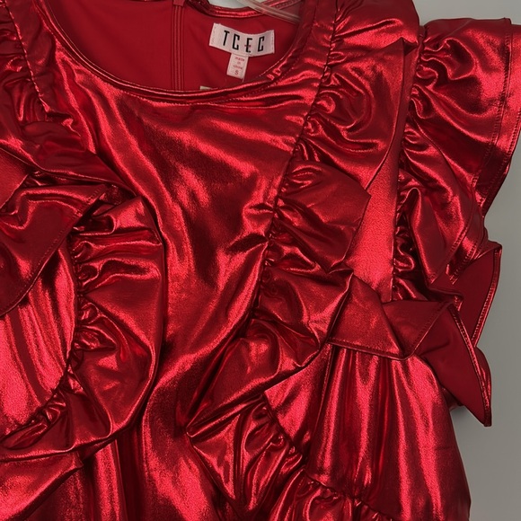 TCEC Red Ruffled Jumpsuit - Picture 2 of 3